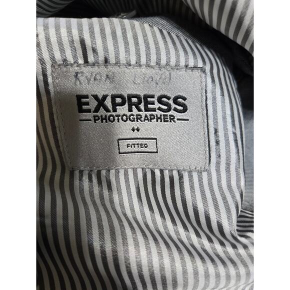 Express photographer 36 short men's fitted light gray blazer - Picture 6 of 9